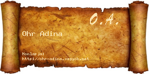Ohr Adina névjegykártya
